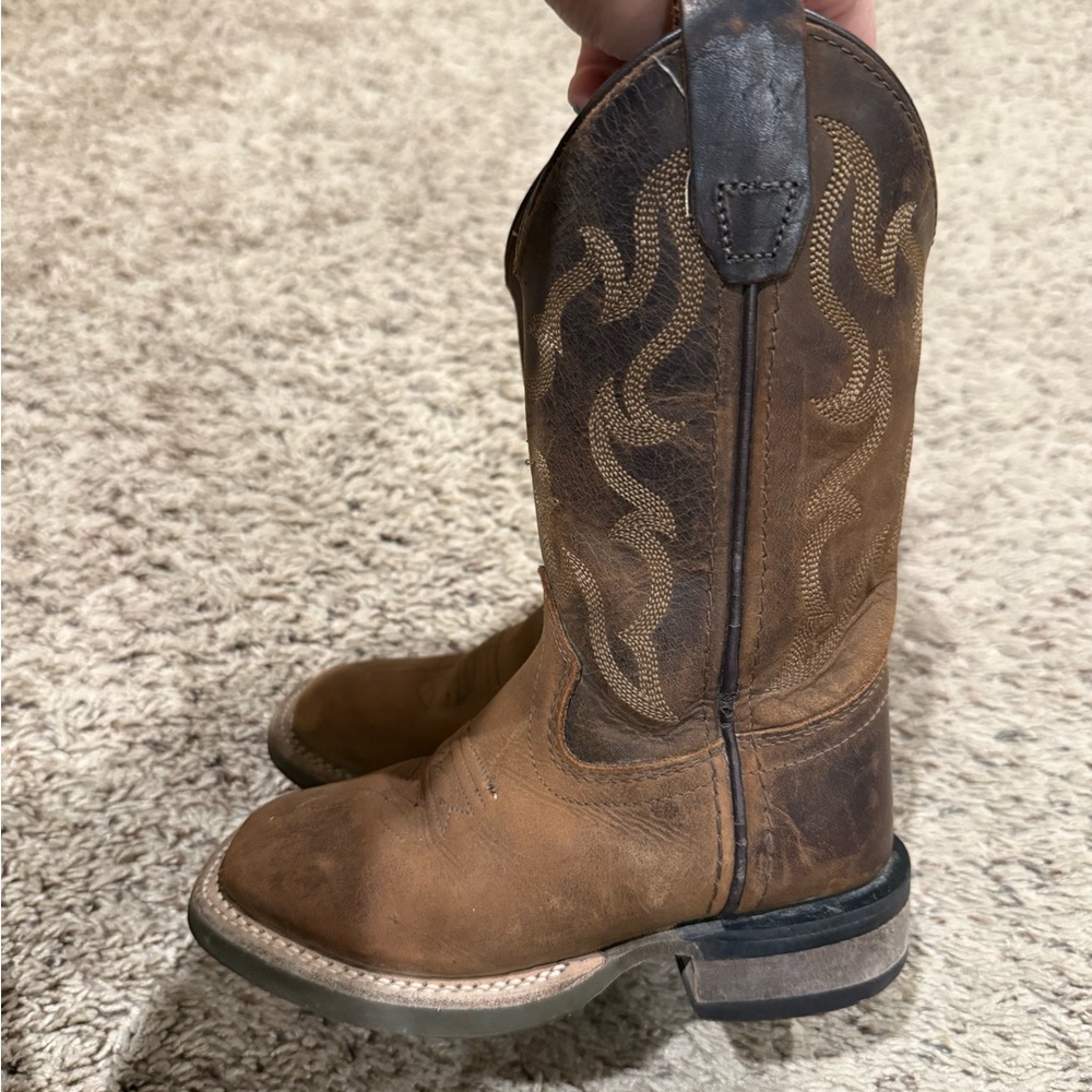 Old West Brown Kids Cowboy Boots - Picture 5 of 7